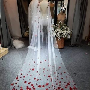 Floral Wedding Veil Cape: Glitter Tulle Cathedral